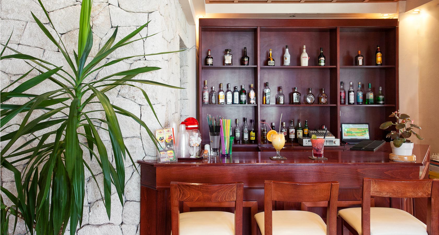The Interior Bar of Paralio Hotel